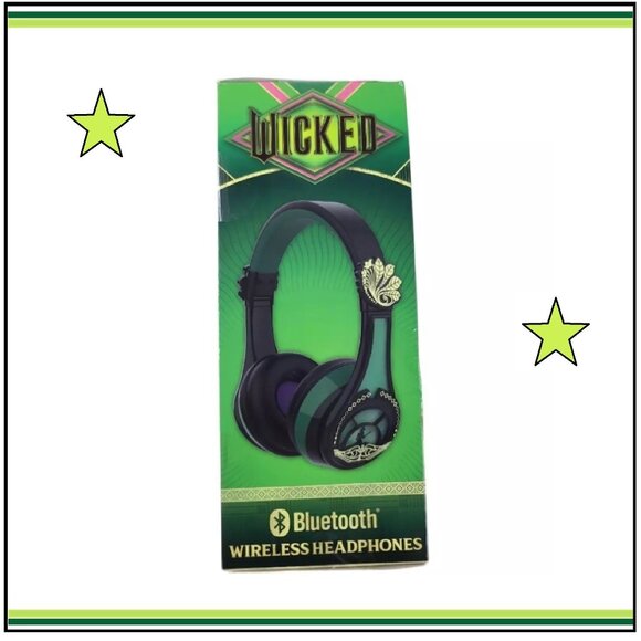 2 brand new Wicked BLACK + GREEN Elphaba Bluetooth Wireless Headphones Headsets - Picture 5 of 9